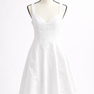 Lauren Ralph Lauren White Stretch Denim Fit & Flare Dress Size 8 Preppy Coastal